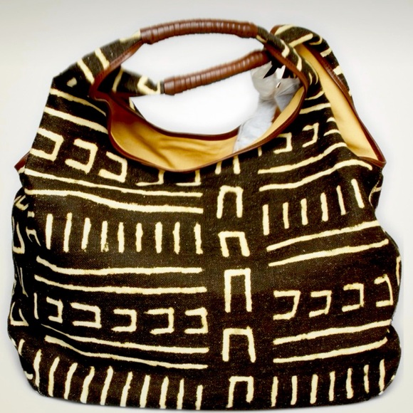Ralph Lauren Handbags - Ralph Lauren Black and Cream Printed Canvas Hobo Bag